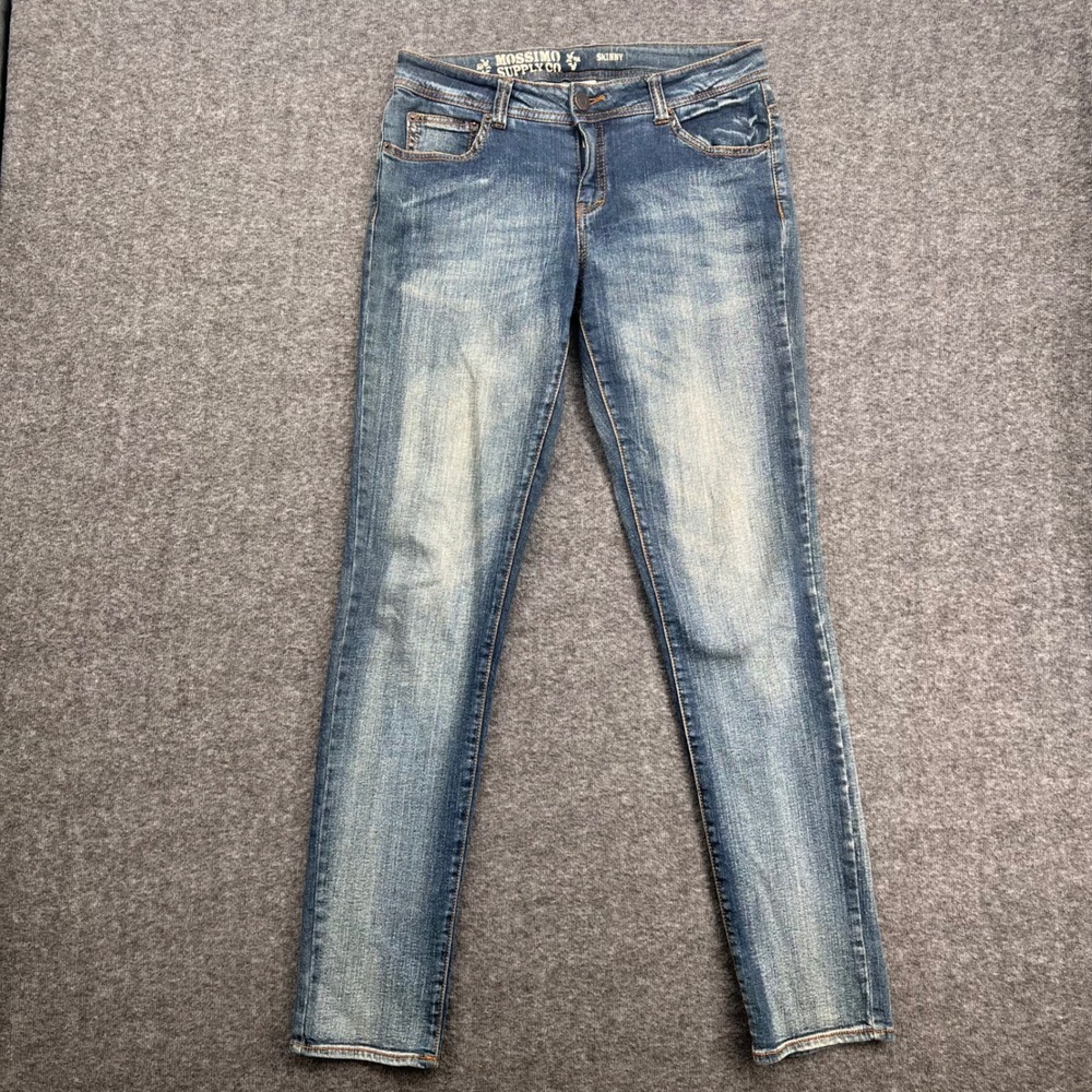 Mossimo Supply Co Women Skinny Jeans Medium Wash Distressed Size 9 Stretch Denim